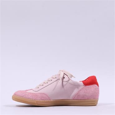 Paul Green Gum Sole Laced Trainer - Pink Red Combi